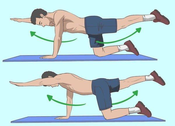 Упражнение с вытягиванием ног и рук